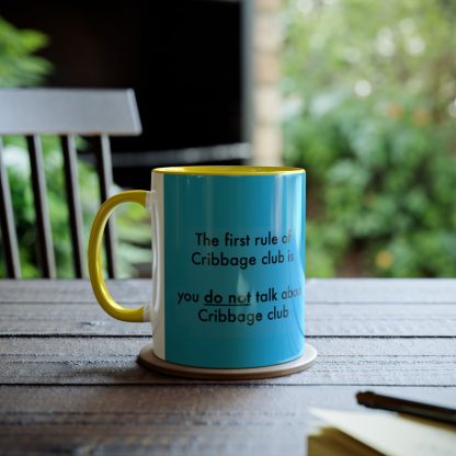 Cribbage mug blue. Cribbage club, two-tone, 11oz - Image 29