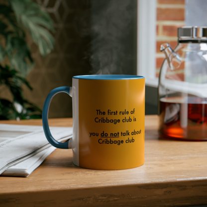 Cribbage mug orange. Cribbage club, two-tone, 11oz - Image 16