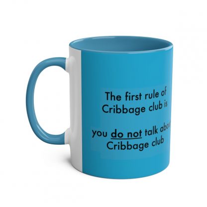 Cribbage mug blue. Cribbage club, two-tone, 11oz