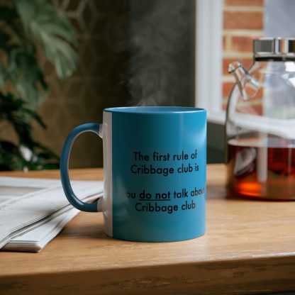 Cribbage mug blue. Cribbage club, two-tone, 11oz - Image 6