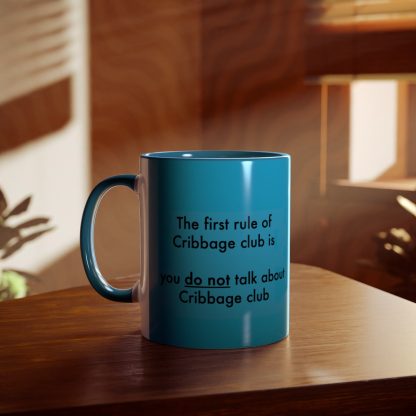 Cribbage mug blue. Cribbage club, two-tone, 11oz - Image 8