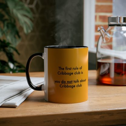 Cribbage mug orange. Cribbage club, two-tone, 11oz - Image 6